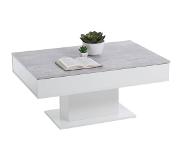 FMD Table basse Gris béton et blanc