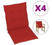vidaXL Coussins de chaise de jardin 4 pcs Rouge 100 x 50 x 3 cm
