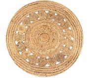 vidaXL Tapis Jute design tressé 150 cm rond