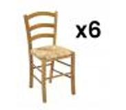 Vente-unique.be Lot de 6 chaises PAYSANNE - Hêtre massif teinté chêne, paille de riz