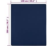 vidaXL Draps-housses Jersey 2 pcs Bleu marine 140x200 cm Coton