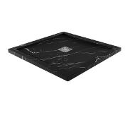 Linie Lido receveur de douche 90 x 90 cm marbre composite aspect marbre noir texture ardoise