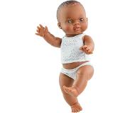 Paola Reina Gordi baby poupée fille marron foncé incl. sous-vêtement- 34 cm