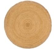 vidaXL Tapis tressé avec bord brodé 120 cm Jute Rond