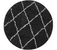 vidaXL Tapis shaggy à poils longs Crème et anthracite φ120 cm