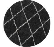 vidaXL Tapis shaggy à poils longs Crème et anthracite φ120 cm