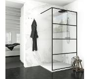 Balmani Framed douche à l'italienne 120 x 210 cm verre lined profil noir mat