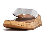 FitFlop Tongs FitFlop Femme F-Mode Leather Cork Flatform Silver-Taille 36