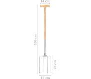 vidaXL Fourche à creuser de jardin poignée en T Inox et bois de frêne