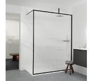 Balmani Framed douche à l'italienne 120 x 210 cm verre relief profil noir mat