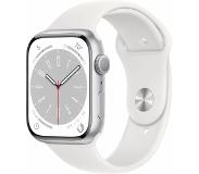 Apple Watch S8 GPs 45 Mm Boîtier Aluminium Argent Bracelet Sport Blanc Regular (mp6n3nf/a)