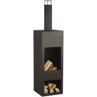 RedFire Foyer de jardin Dakota XXL avec stockage du bois acier - noir