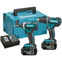 Makita DLX2127MJ Pack Sans-fil 18V Li-ion - Perceuse Visseuse (DDF482) & Visseuse À Percussion (DTD152) - Batterie (2x 4,0 Ah) - MAKPAC