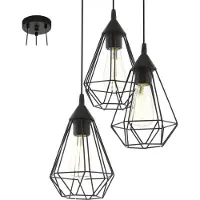 Eglo Lampe à suspension Tarbes 3 lumières noir