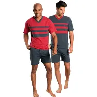 Le jogger Pyjama court gris foncé / rouge