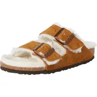 Birkenstock - Sandales - Arizona Shearling Suede Leather Mink en Cuir - Taille 37 - Marron