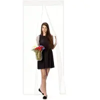 Unyqoos Rideau de porte - Rideau anti-mouches - Magnétique - Moustiquaire de porte de luxe 100 x 230 cm - Blanc Hor - Rideaux de porte