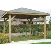 Solid Kiosque En Bois "Modular Pavilion" - 14.75 M² - 3.84 X 3.84 X 2.89 M - Jalousie Orientable + Toit Gris