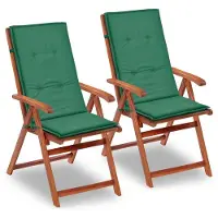 vidaXL Coussins de chaise de jardin à dossier haut lot de 2 vert tissu