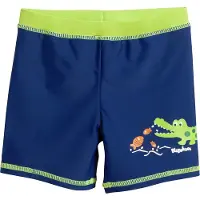 Playshoes Shorts de bain 'Krokodil' bleu roi / vert fluo / orange pastel