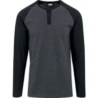 Urban Classics T-shirt manches longues de - Manches Raglan Henley L/S - S - XXL - pour Homme - anthracite/noir - Taille XXL