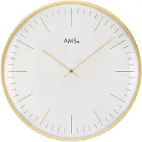 AMS 9541 Horloge murale quartz analogique blanc or rond