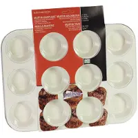 Patisse Ceramic Muffin Pan 12 Cavity, Moule à gâteau, Marron, Blanc