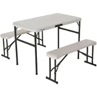 Lifetime Ultra-resistant Folding With 2 Benches Set Uv100 106x61x74 Cm Table Beige,Noir