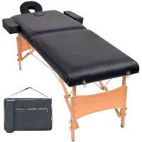 vidaXL Table de massage pliable à 2 zones 10 cm d'épaisseur Noir