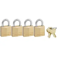 Master Lock Lot de 4 cadenas à clé laiton, l.20 mm