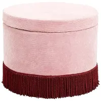 Nordal Pouf en velours côtelé avec couvercle - rose / bordeaux