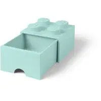 LEGO Brique bleu clair aqua de rangement à tiroir et à 4 tenons