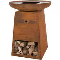 Outtrade Barbecue avec rangement pour le bois Oryx acier - rouille