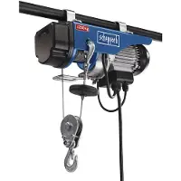Scheppach Palan électrique à câble HRS250 | 220 - 240 V | 50 Hz | 530W | Capacité de charge 125 kg et 250 kg avec poulie de renvoi | Hauteur de levage 12 m et 6 m avec poulie de renvoi