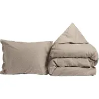 Yumeko - Parure de lit - Flanelle De Coton - 140x220 - Marron