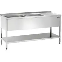 Bartscher Evier inox avec 2 éviers gauche | 160x70x85 cm