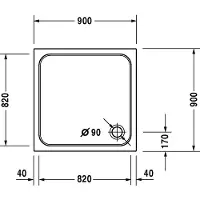 Duravit Receveur de douche D-Code 900 x 900 x 85 mm blanc lisse 720102000000000