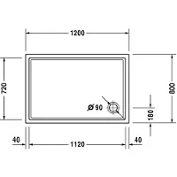 Duravit Receveur de douche rectangulaire STARCK SLIML avec antislip 1200x800x55mm blanc