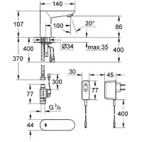 GROHE Euroeco CE Electronique IR pour lavabo avec transformateur à fiche 230V chromé - 36269000