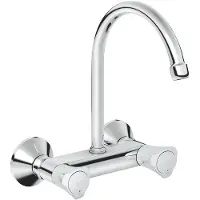 GROHE Costa Mitigeur d?évier à deux poignées, saillie 182mm, bec courbe, orientable, 31191001