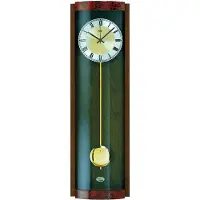 AMS 5087/9 Horloge murale radiofréquence avec pendule en bois couleur cerisier Horloge à pendule