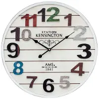 AMS 9538 Horloge murale à quartz analogique blanche ronde vintage rétro shabby