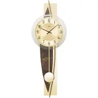 AMS 7453 Horloge murale à quartz avec pendule Horloge à pendule dorée optique pierre naturelle