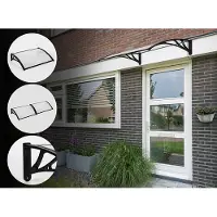909 Outdoor 909 Store de porte extérieur résistant aux intempéries - Auvent - Polycarbonate UV et aluminium - 100 x 80 cm