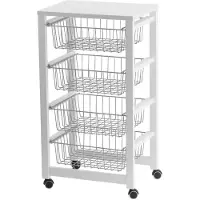 Arredamenti Italia ARIT - Chariot de cuisine GINGERONE BIANCO – Chariot de service avec paniers, hêtre massif, fabriqué en Italie - Couleur : laqué blanc -