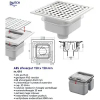 HorecaTraders Siphon de sol | ABS Puthuis | 150 x 150 mm