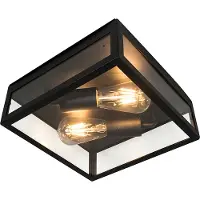 QAZQA Plafonnier d'extérieur industriel noir 2 lumières - Rotterdam