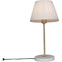 QAZQA Lampe de table rétro en laiton avec abat-jour plissé blanc 25 cm - Kaso