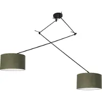 QAZQA Suspension noire avec abat-jour 35 cm vert réglable 2 lumières - Blitz