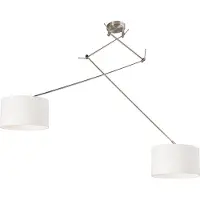 QAZQA Suspension en acier avec abat-jour 35 cm blanc réglable 2 lumières - Blitz